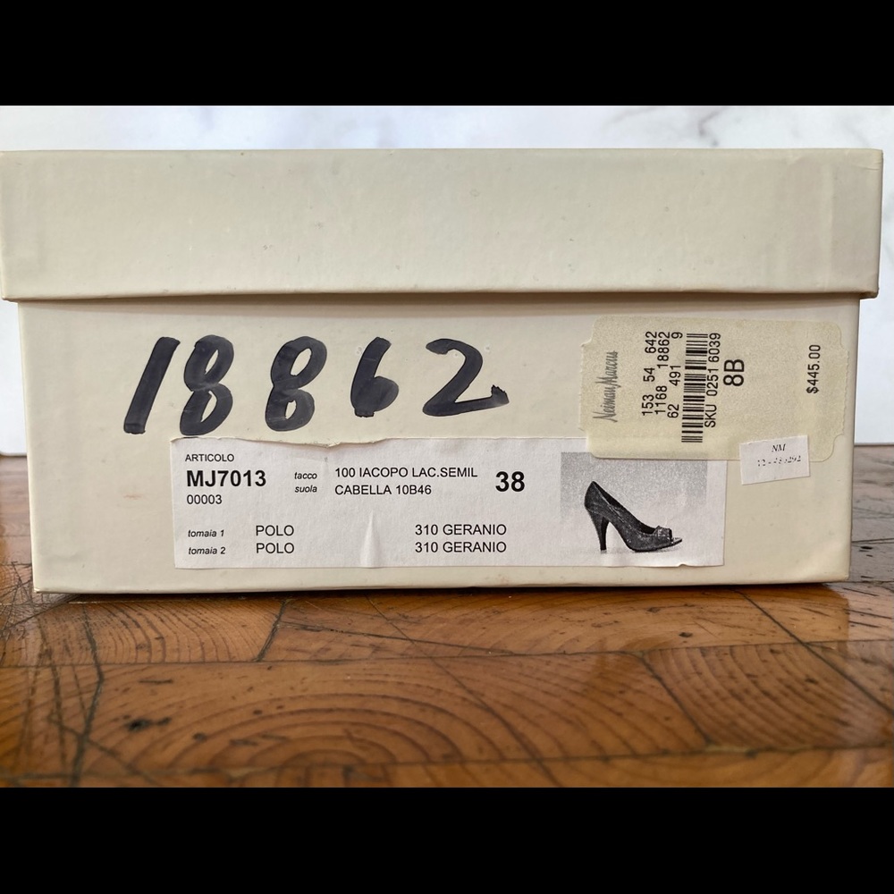 Marc Jacobs Red Leather Open Toe Pumps 38/8 - Picture 9 of 11